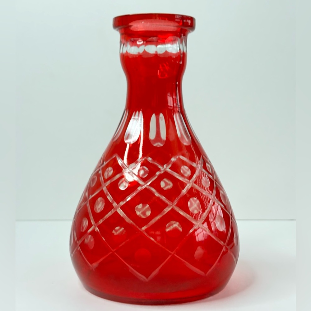 Vintage Red Cut to Clear Decanter Ruby
Base Bohemian Glass Art Vase - Picture 1 of 9